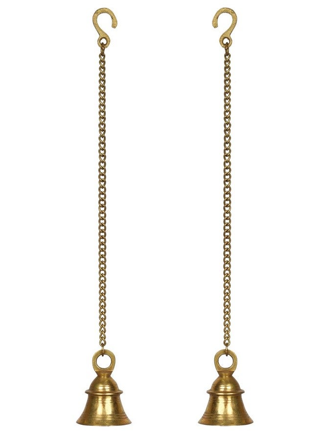 Kartique Brass Wall Hanging Bells for Home Mandir Temple Living Room Decoration Pooja | Decorative Items | Door Air Ding Dong Puja Bells | Pair - Image 3