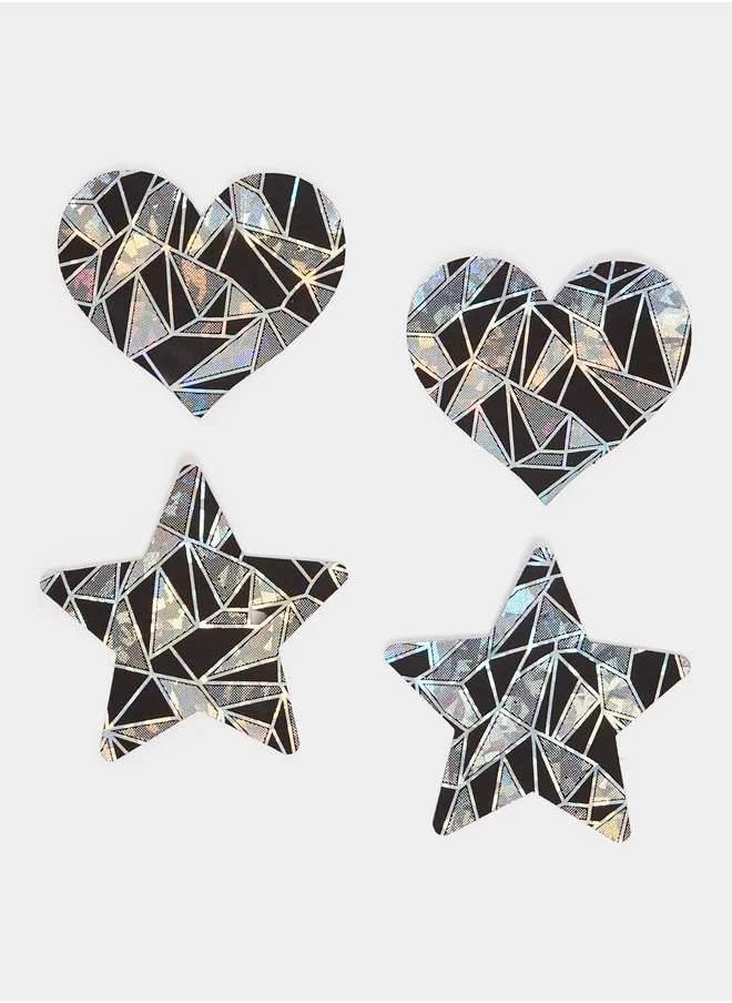 Styli Styli Set of 2 - Metallic Finish Star and Heart Shaped Nipple Covers