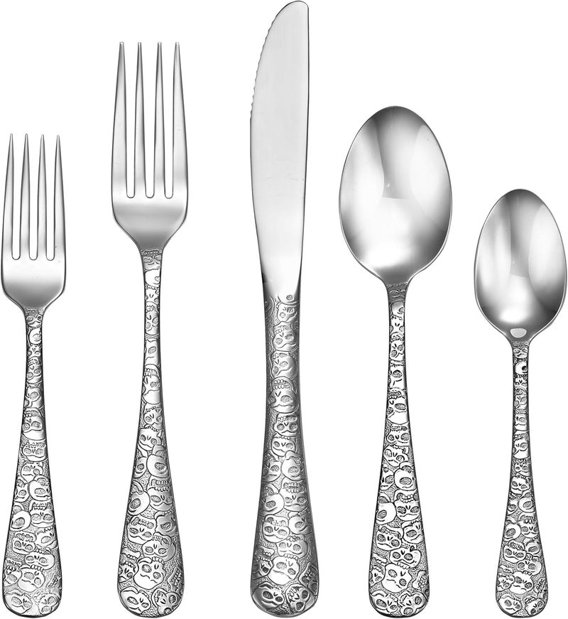 Liberty Tabletop Calavera Skull 45 Piece Flatware Set for 8 Silverware Made in USA - Image 1