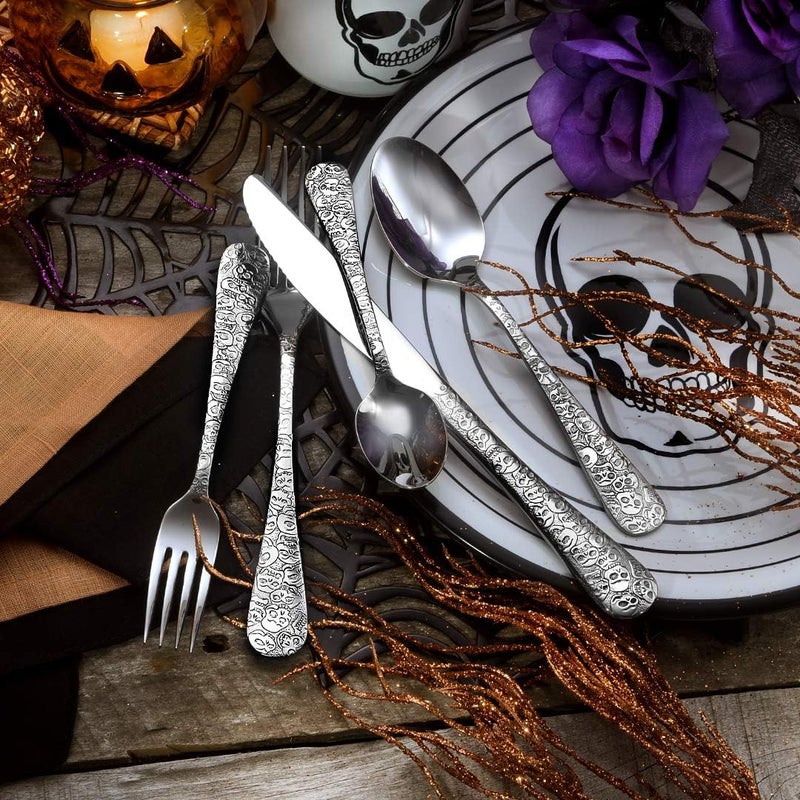 Liberty Tabletop Calavera Skull 45 Piece Flatware Set for 8 Silverware Made in USA - Image 4