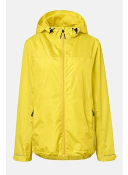 Tchibo Women Hooded Long Sleeve Solid Rain Jacket, Yellow  - Image 3