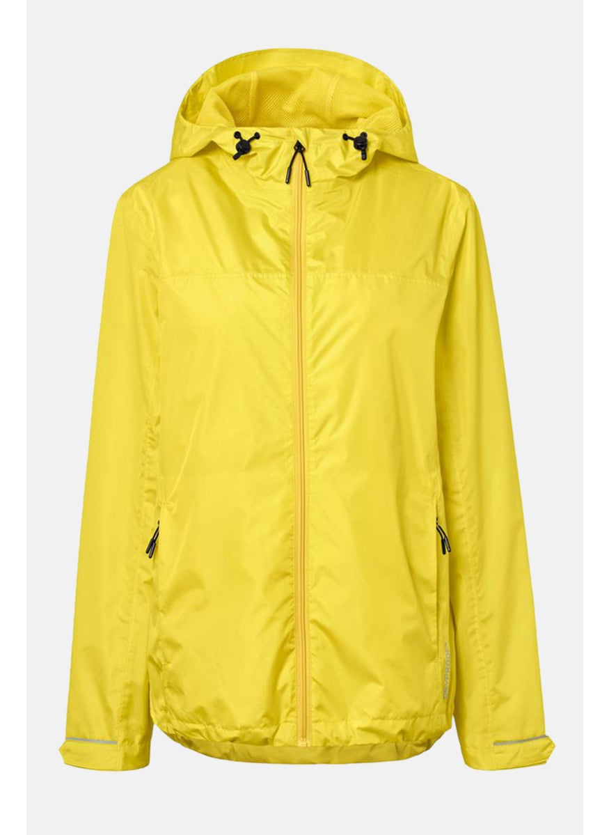 Tchibo Women Hooded Long Sleeve Solid Rain Jacket, Yellow  - Image 3