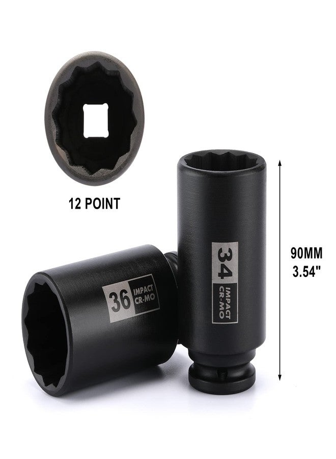 Mayouko 8PCS 1/2" Deep Axle Nut Impact Socket Set, CR-MO, 12 Point Design, Metric, 29,30,32,34,35,36,38,39mm, 1/2 Inch Extra Deep Impact Socket - Image 4