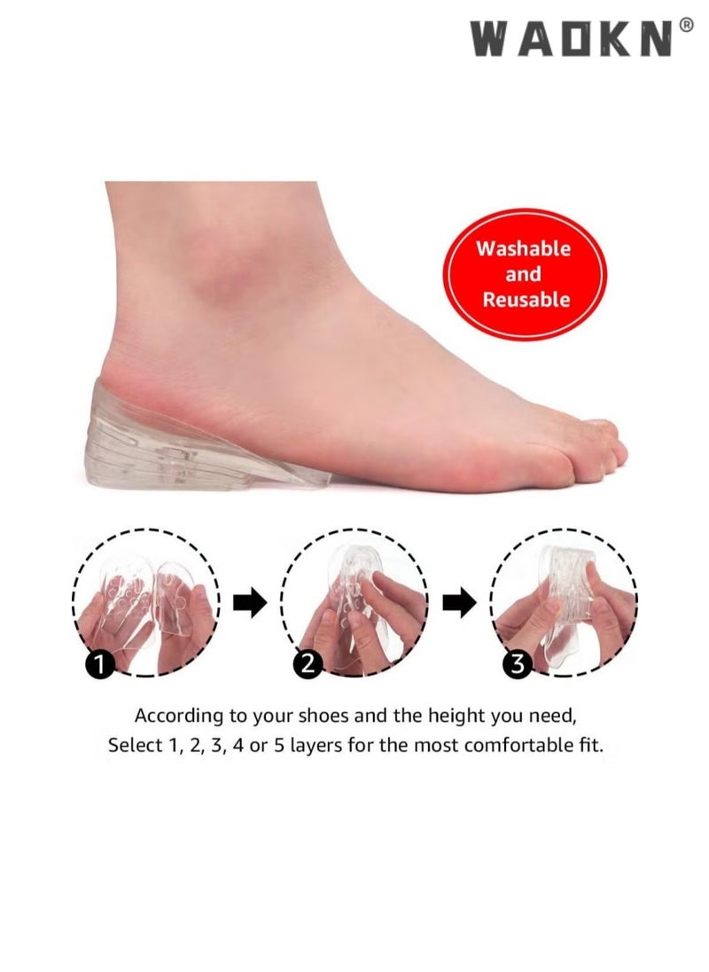 WAOKN Adjustable 5-Layer Height Increase Insoles,Transparent Internal Height Increase Insole Height Increase Pad for Men and Women, Gel Heel Lift Inserts for Leg Length Discrepancy  - Image 3