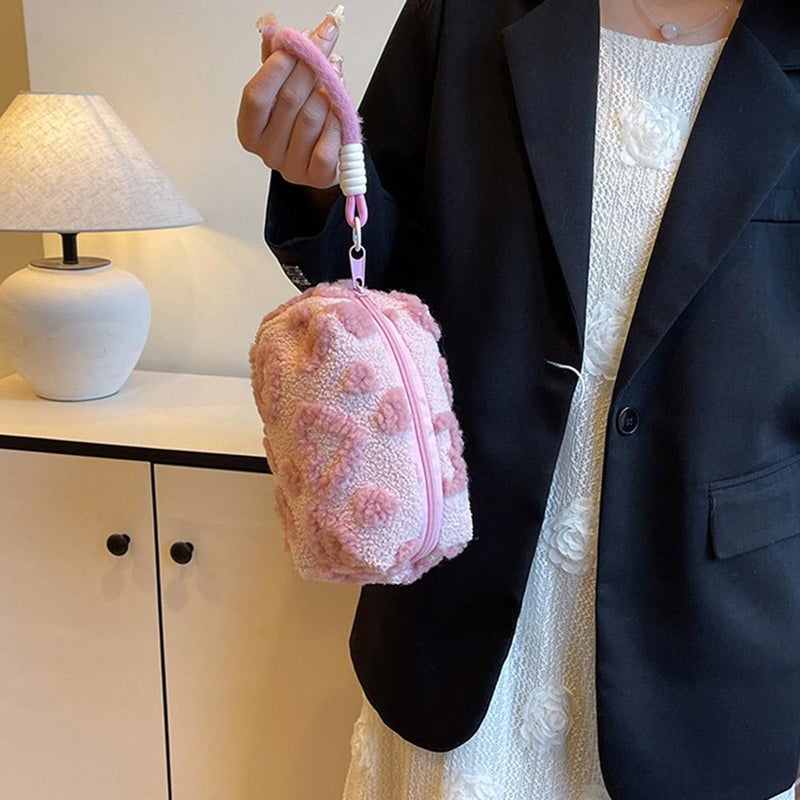 Cosmetic Plush Storage Bag, Portable, Cute, and Stylish; Plush Makeup Bag for Outings and Bathing. - Image 3