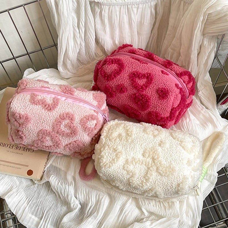 Cosmetic Plush Storage Bag, Portable, Cute, and Stylish; Plush Makeup Bag for Outings and Bathing. - Image 2