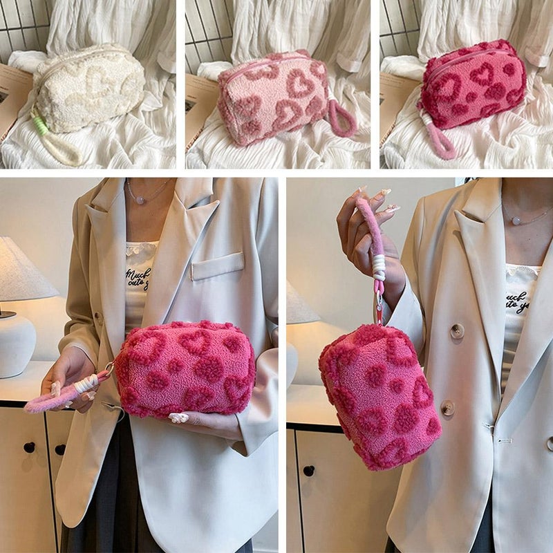 Cosmetic Plush Storage Bag, Portable, Cute, and Stylish; Plush Makeup Bag for Outings and Bathing. - Image 5