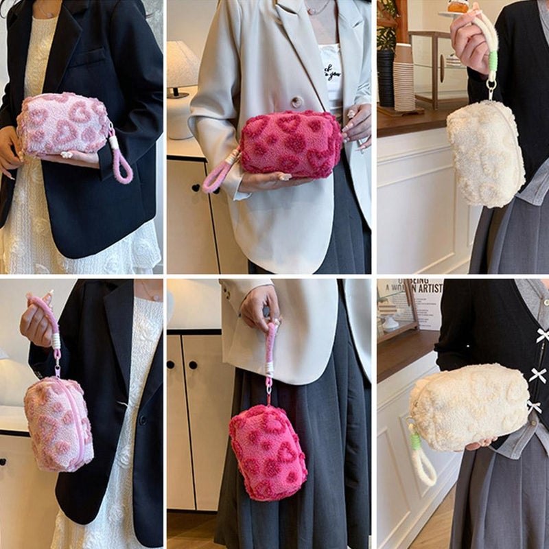 Cosmetic Plush Storage Bag, Portable, Cute, and Stylish; Plush Makeup Bag for Outings and Bathing. - Image 4
