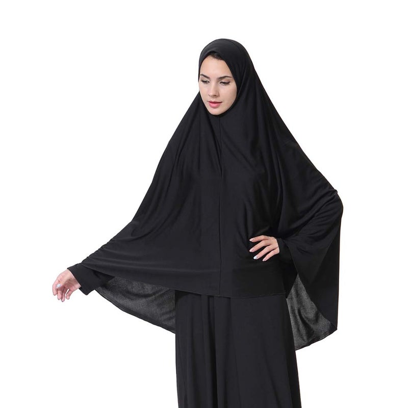 📦 وشاح طويل نسائي أنيق محتشم للحجاب الإسلامي رمضان أسود مقاس متوسط - Image 2