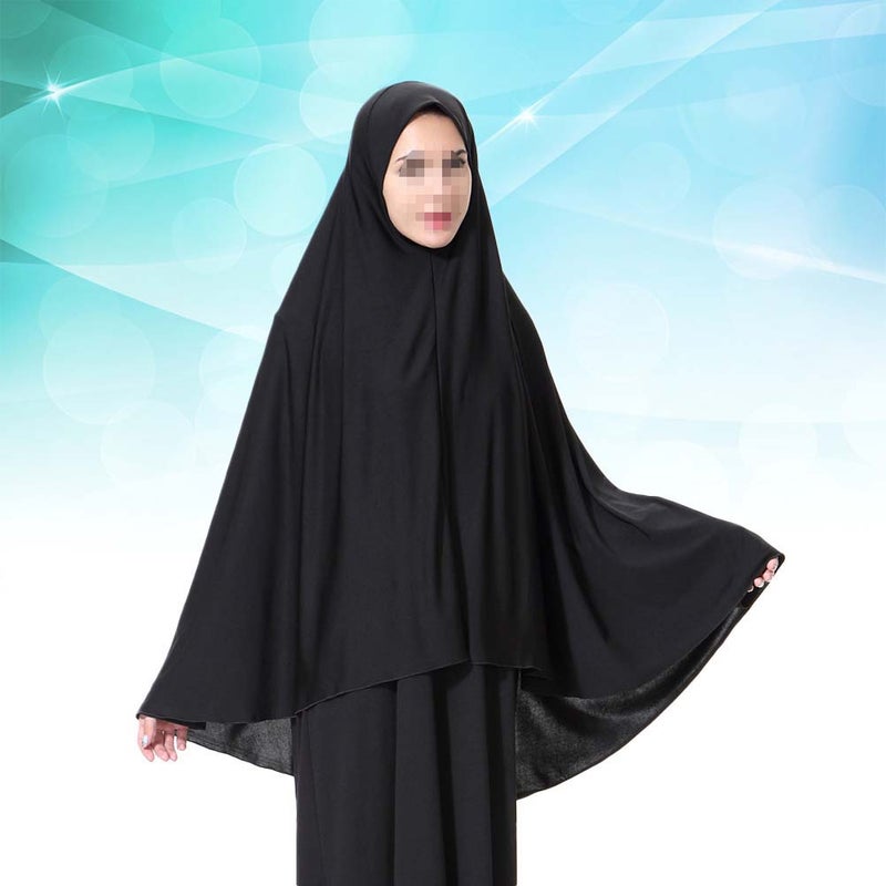📦 وشاح طويل نسائي أنيق محتشم للحجاب الإسلامي رمضان أسود مقاس متوسط - Image 1