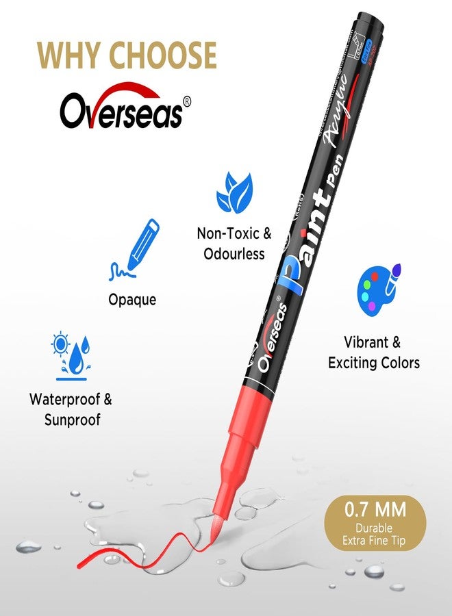 Overseas Acrylic Paint Markers Extra Fine Tip - 12 Colors Permanent Markers Acrylic Paint Pens, Waterproof Coloring Marker Pen for Wood, Metal, Rock, Plastic, Glass, Canvas, Plastic, Fabric - Image 2