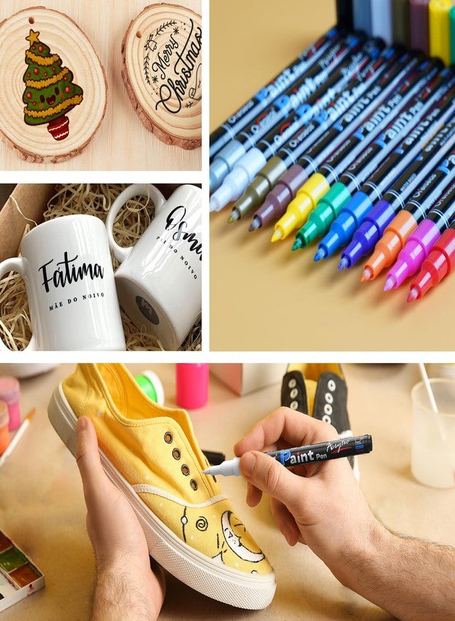 Overseas Acrylic Paint Markers Extra Fine Tip - 12 Colors Permanent Markers Acrylic Paint Pens, Waterproof Coloring Marker Pen for Wood, Metal, Rock, Plastic, Glass, Canvas, Plastic, Fabric - Image 4
