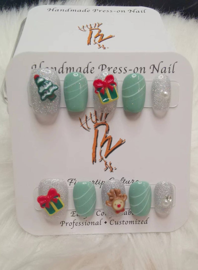 Binzo Beauty Handmade Press On Nails, 10pcs, Nails Art , Acrylic Nails, False Nails, Luxury Collection, Luxury Nails Arts, New Accessories， Wedding Nails，Party Nails. - Image 1