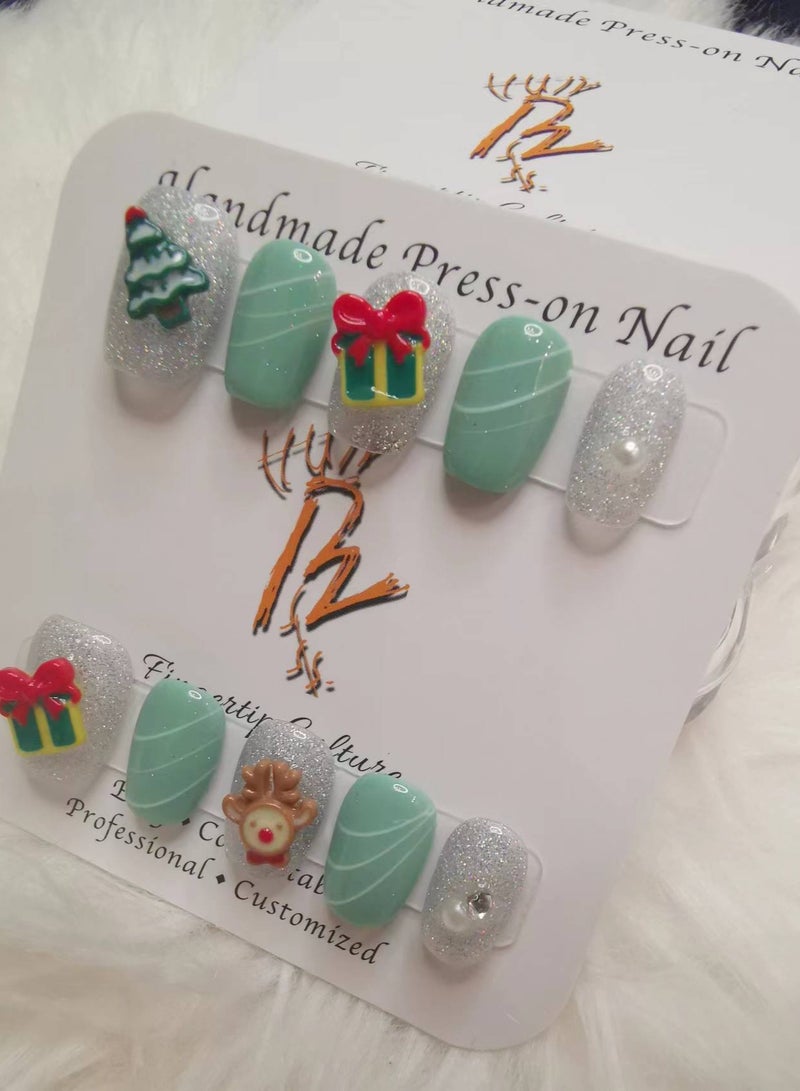 Binzo Beauty Handmade Press On Nails, 10pcs, Nails Art , Acrylic Nails, False Nails, Luxury Collection, Luxury Nails Arts, New Accessories， Wedding Nails，Party Nails. - Image 3