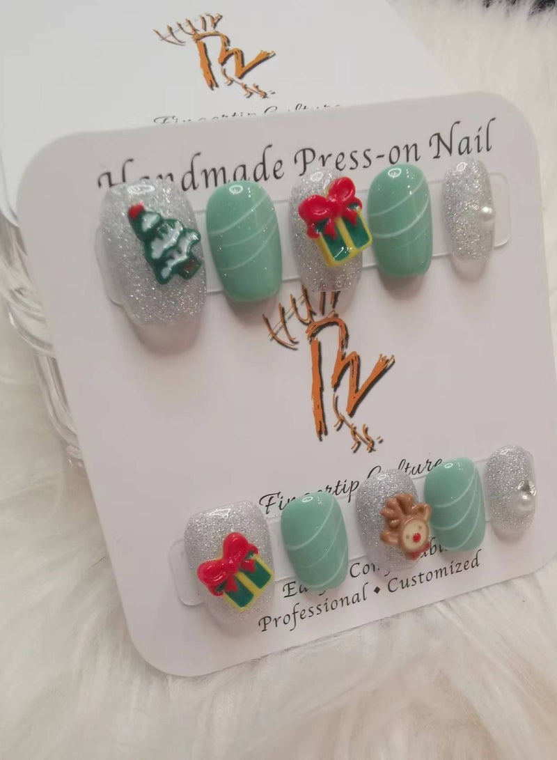 Binzo Beauty Handmade Press On Nails, 10pcs, Nails Art , Acrylic Nails, False Nails, Luxury Collection, Luxury Nails Arts, New Accessories， Wedding Nails，Party Nails. - Image 2