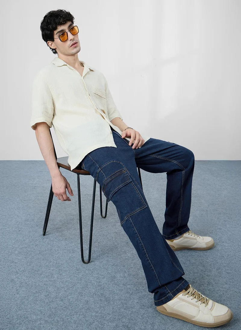 The Souled Store The Souled Store Men Pacific Straight Fit Denim Cargo Jeans