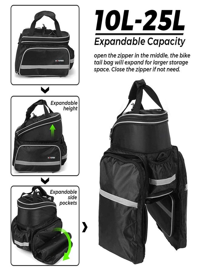 Homa Rear Seat Trunk Bag, Waterproof Multi Function Bicycle Panniers Bike Rear Bag Carrying Luggage Package Rack Panniers with Rainproof Cover (Black) - Image 3