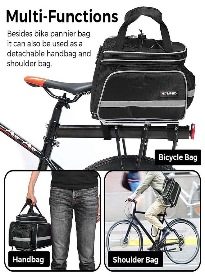 Homa Rear Seat Trunk Bag, Waterproof Multi Function Bicycle Panniers Bike Rear Bag Carrying Luggage Package Rack Panniers with Rainproof Cover (Black) - Image 4