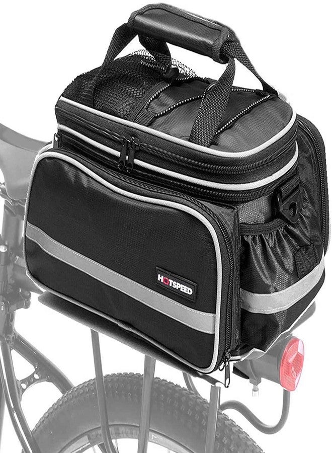 Homa Rear Seat Trunk Bag, Waterproof Multi Function Bicycle Panniers Bike Rear Bag Carrying Luggage Package Rack Panniers with Rainproof Cover (Black) - Image 1