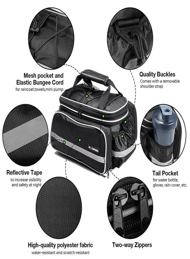 Homa Rear Seat Trunk Bag, Waterproof Multi Function Bicycle Panniers Bike Rear Bag Carrying Luggage Package Rack Panniers with Rainproof Cover (Black) - Image 2