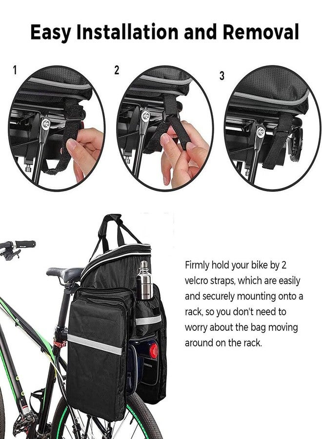Homa Rear Seat Trunk Bag, Waterproof Multi Function Bicycle Panniers Bike Rear Bag Carrying Luggage Package Rack Panniers with Rainproof Cover (Black) - Image 5