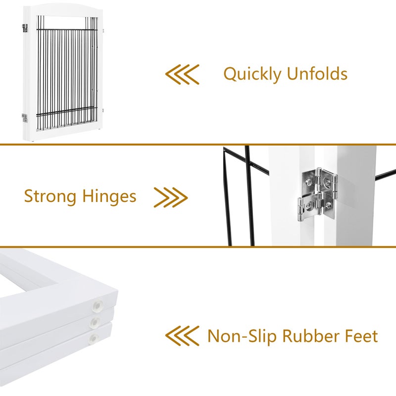 PAWLAND 72â€œ Extra Wide Dog gate for The House, Doorway, Stairs, Freestanding Foldable Wire Pet Gate, Pet Puppy Safety Fence, 30" Height (White, 3 Panels) - Image 4