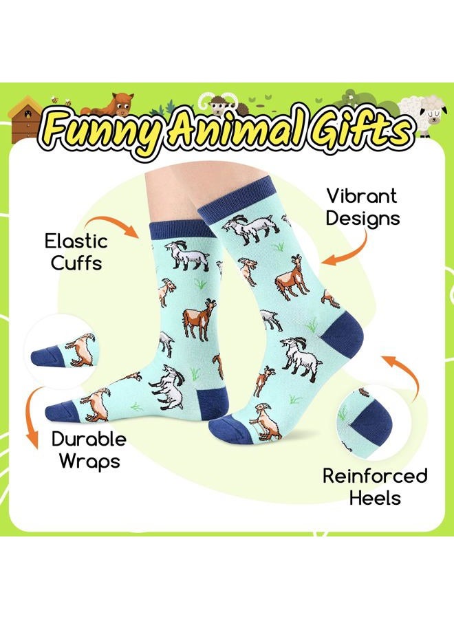 Happy Pop Women's Funny Llama Goat Novelty Cute Socks (Blue, Medium) - Image 3