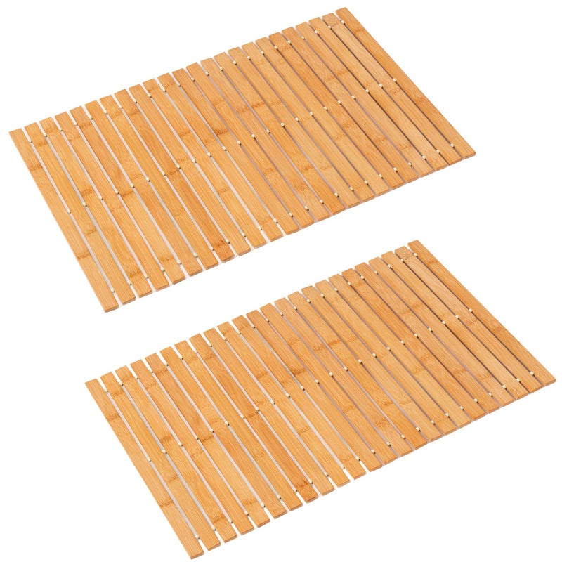 Fovlaurs Bath Mat Bathroom Rugs Floor Wood Shower Bathtub Waterproof Non Slip Natural Accessories 16x24 Inch Easy to Clean, 2 pcs - Image 5