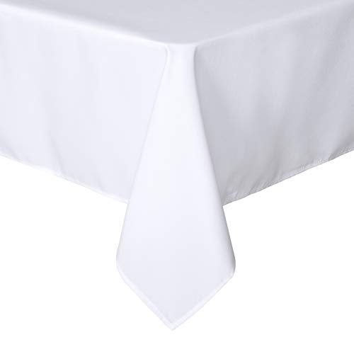 sancua Rectangle Tablecloth - 60 x 102 Inch - Stain and Wrinkle Resistant Washable Polyester Table Cloth, Decorative Fabric Table Cover for Dining Tables, Buffet Parties and Camping, White - Image 1