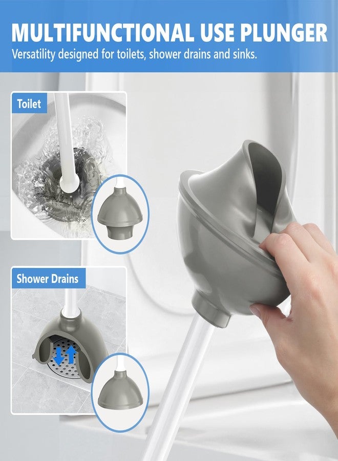 LOVLOY Toilet Plunger with Holder, Plungers for Bathroom Heavy Duty for 5.7-inch Toilet Drain, Toilet Plunger and Holder Combo for Bathroom Cleaning(White) - Image 3