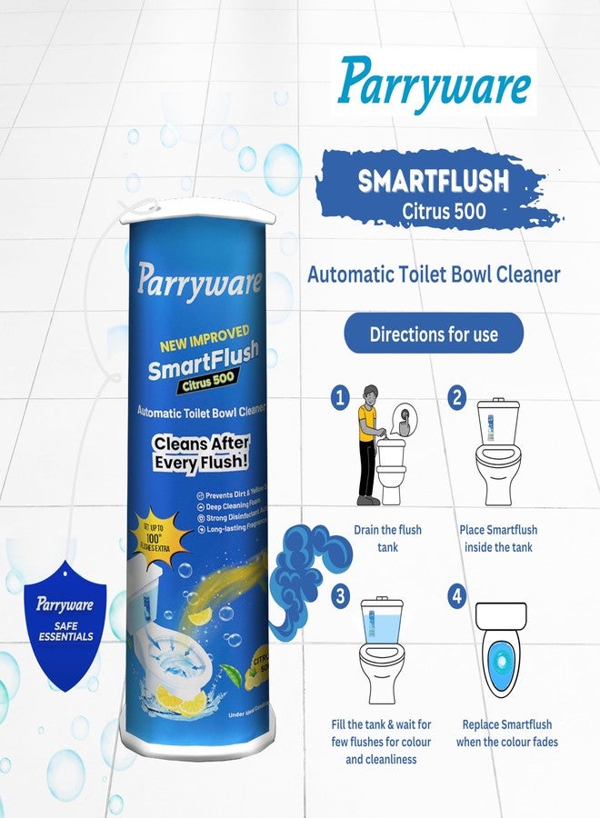 Parryware منظف المرحاض الأوتوماتيكي باري وير سمارت فلاش داخل الخزان - حمضيات ٥٠٠ | يدوم حتى ٦٠٠ استخدام | تعقيم بنسبة ٩٩٫٩٪ | ينظف بعد كل استخدام | FCSF0103 - Image 3