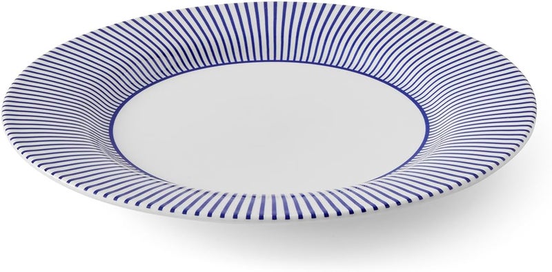 Spode Steccato Collection  11 Dinner Plate Stripe Cobalt Blue  Made of Fine Earthenware  Microwave and Dishwasher Safe  Made in England  Large Serving Plate for Salad Pasta or Appetizers - Image 1