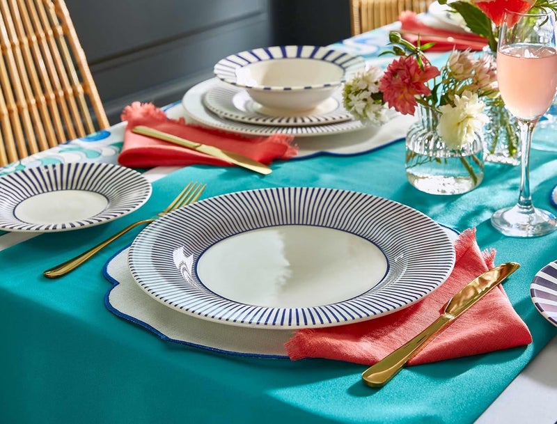 Spode Steccato Collection  11 Dinner Plate Stripe Cobalt Blue  Made of Fine Earthenware  Microwave and Dishwasher Safe  Made in England  Large Serving Plate for Salad Pasta or Appetizers - Image 5