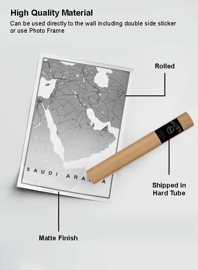 LOWHA Poster Painting Art With Four Separate Pieces Of Double-Sided Stickers Saudi Arabia Map For Home Bedroom Living Room And Office Decor - Image 2