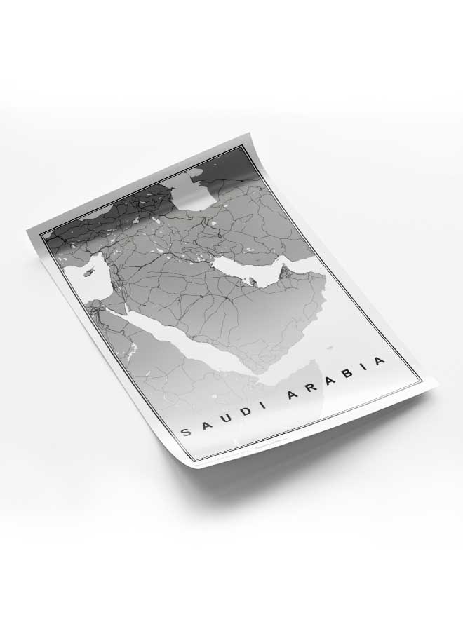 LOWHA Poster Painting Art With Four Separate Pieces Of Double-Sided Stickers Saudi Arabia Map For Home Bedroom Living Room And Office Decor - Image 1