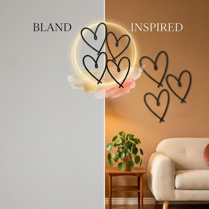 4 Pcs Black Metal Heart Wall Art Decor, Minimalist Love Wall Sign Ornaments with Smooth Lines, Four Assorted Sizes 12, 9.5, 7, 4.3 in, Sturdy Iron for Living Room Bedroom Home Decoration - Image 5