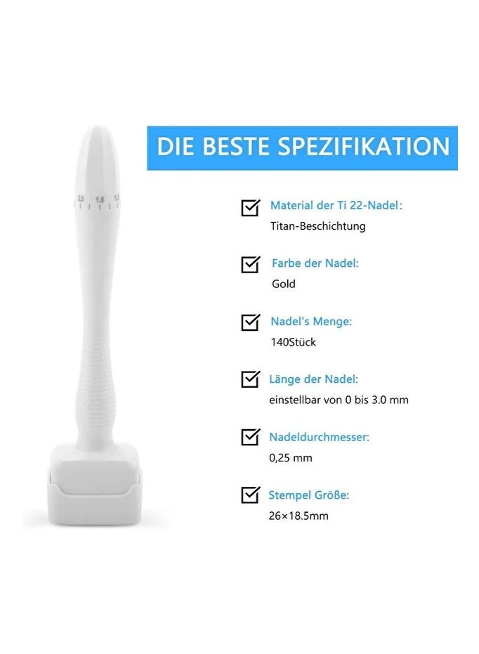 MRS Adjustable Derma Stamp Microneedling Tool (0 - 3.0mm) - 140 Needles for Face, Beard Growth, Acne Scars & Anti-Aging Skin Care - Image 3