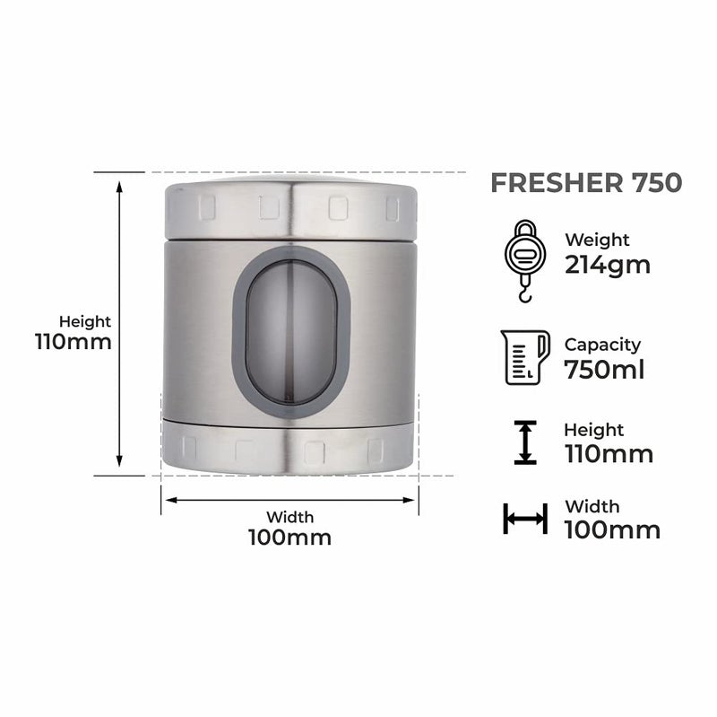 DUBBLIN Stainless Steel Storage jar container Fresher screw lid transparent visible window food safe steel Storage container 750 ml, 1 Piece, Silver - Image 3