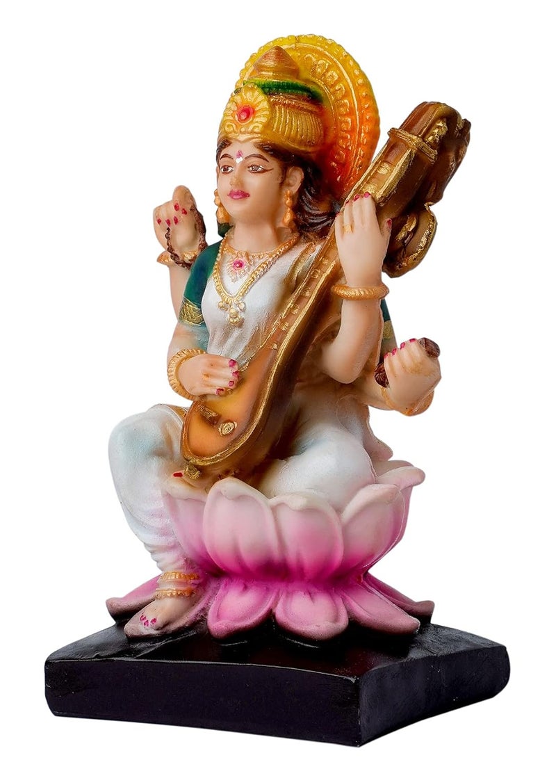 Newven Handcrafted maa Saraswati Idol Hindu god Statue Devi showpiece Decorative Figurine for Home Decor Gifts for House Warming Pooja mandir 18 x 10 x 9 CM - Image 4