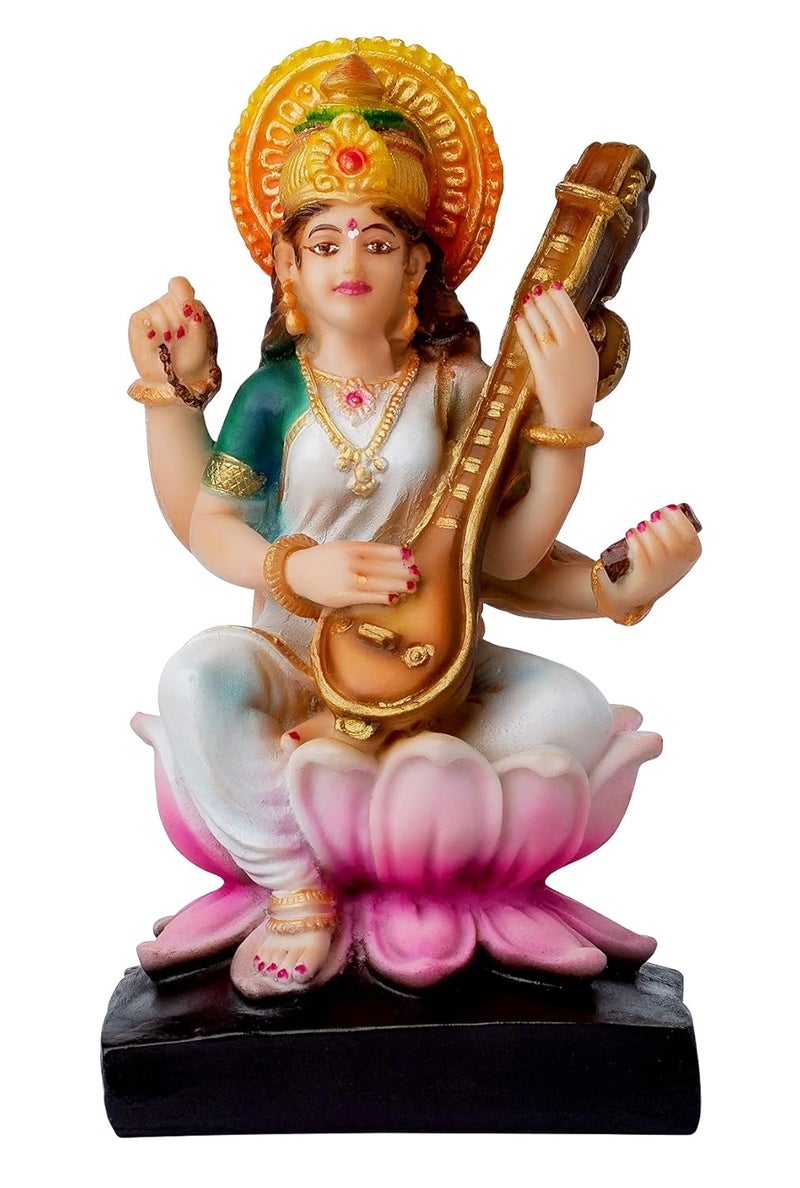 Newven Handcrafted maa Saraswati Idol Hindu god Statue Devi showpiece Decorative Figurine for Home Decor Gifts for House Warming Pooja mandir 18 x 10 x 9 CM - Image 1