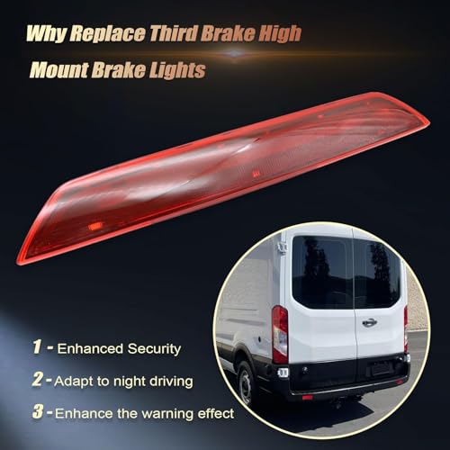 FZJDSD Third 3rd Brake Tail Light Center High Mount Stop Light LED Compatible with Ford Transit 150 Transit 250 Transit 350 2015 2016 2017 2018 2019 Replace BK3Z13466A - Image 3
