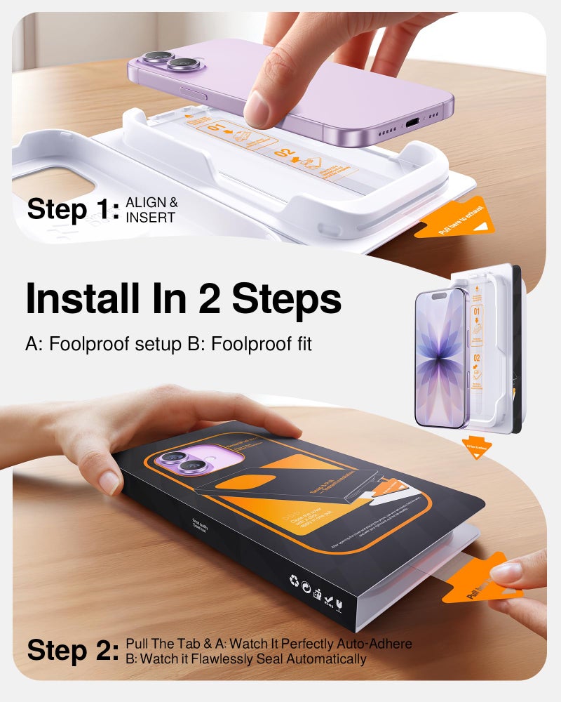 SMARTDEVIL 2 Pack Tempered Glass for iPhone 17 Screen Protector, Military-Grade Shatterproof Protection, 9H Hardness, Fast & Easy Installation, Case Friendly Design - Image 4