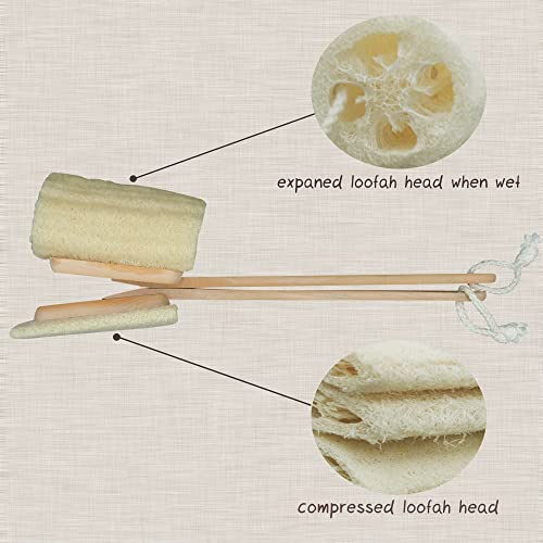 TTYBG Natural Exfoliating Loofah Luffa Loofa Back Sponge Scrubber Brush with Long Wooden Handle Stick Holder Body Shower Bath Spa Pack of 2 - Image 5