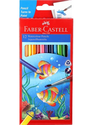 Faber-Castell Water Color Pencils with Paint Brush - Pack of 12 (Assorted) - pzsku/Z1C9CDCDF50D722992467Z/45/_/1741329842/c42c79bc-1bb2-48dd-8ebe-efdf1c99492e