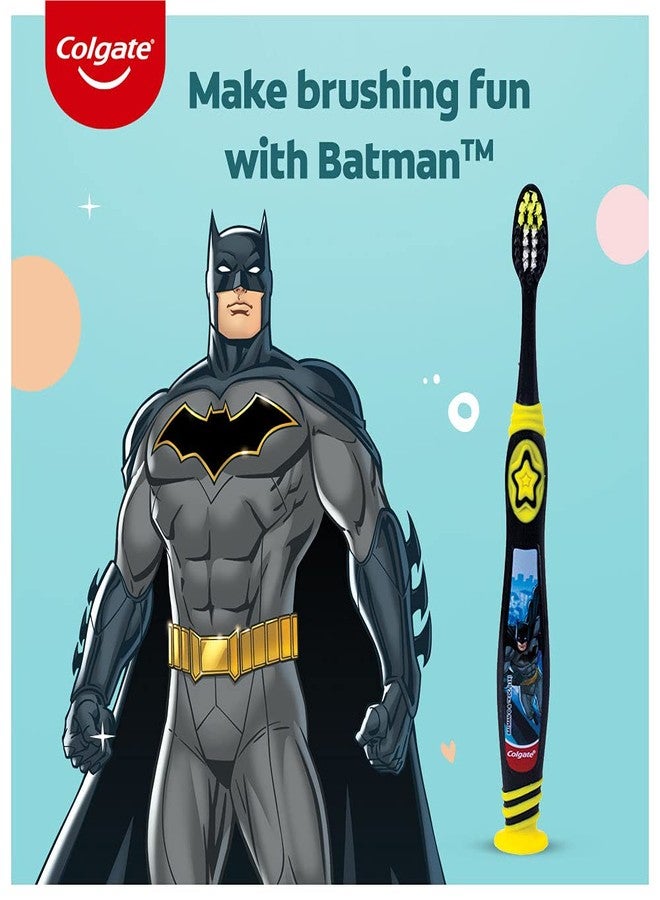 Colgate Kids Batman Toothbrush for 5+ years, Pack of 3, Extra Soft Bristles with Tongue Cleaner - Image 2