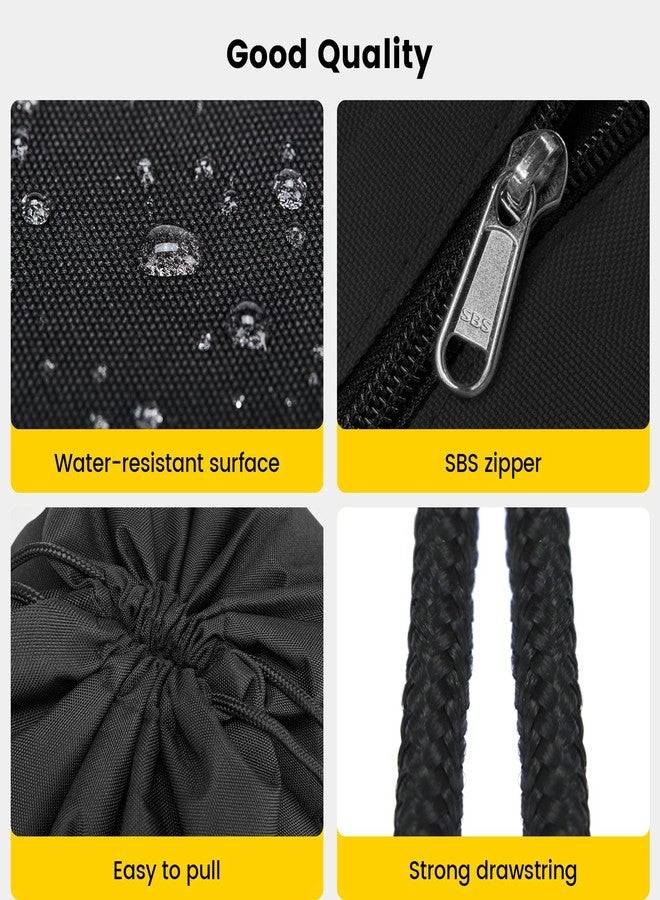 Vorspack Drawstring Backpack Water Resistant String Bag Sports Sackpack Gym Sack with Side Pocket for Men Women - Black - Image 5