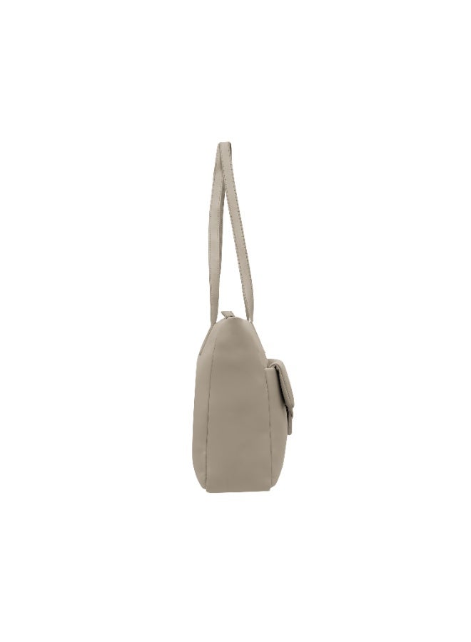 Foska Women's Large Tote & Shoulder Bag - Front Flap Pocket w/ Buckle - Light Beige Nude - 36x31 cm - Image 3