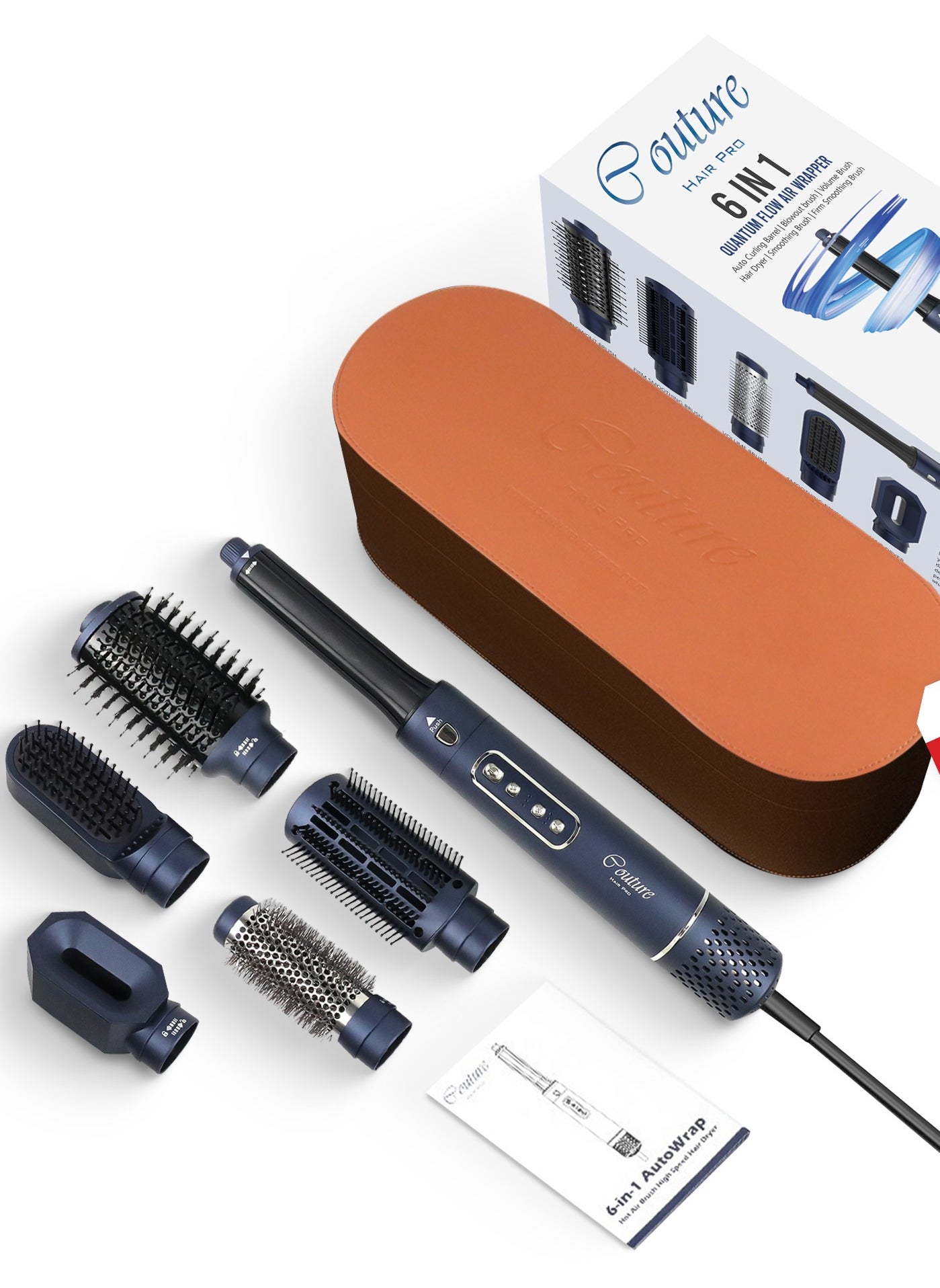 Couture Hair Pro Quantam Flow Airwrapper - MultiStyler kit with Hair Curler, Hair Dryer, Volumizer,Hot Air Brush & Hair Straightener Fuctions - Canadian Engineering (Blue) 