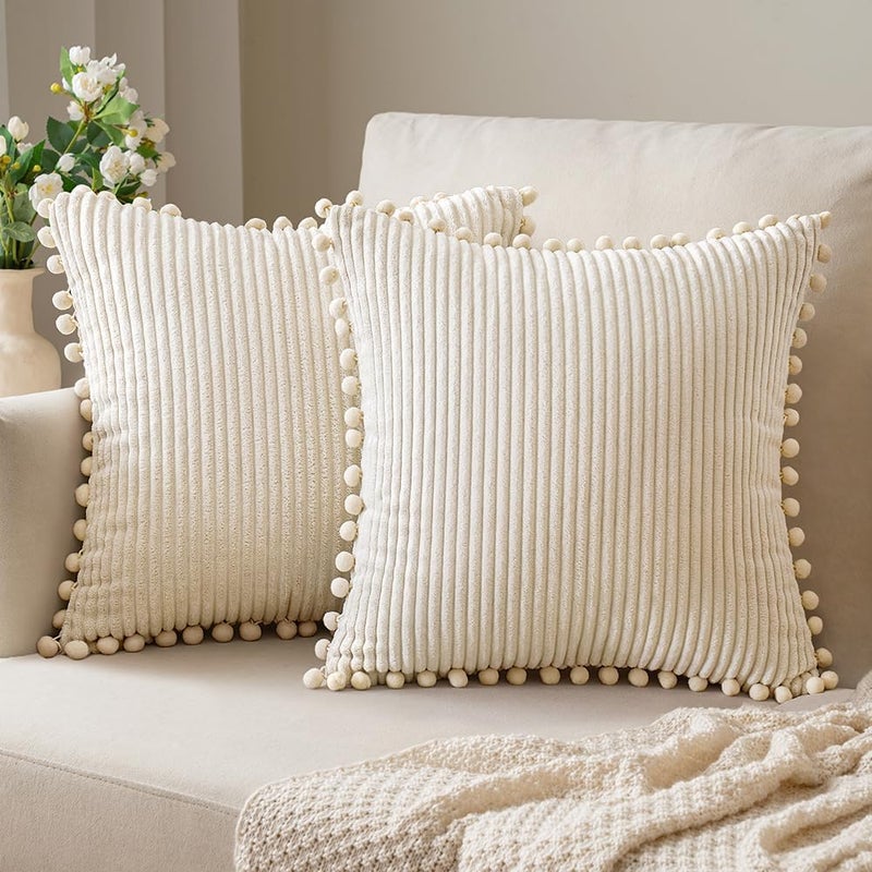 Pillowcase – Off-White, 45x45cm, 2 Pieces, Cotton Linen, Envelope Closure, without Insert
