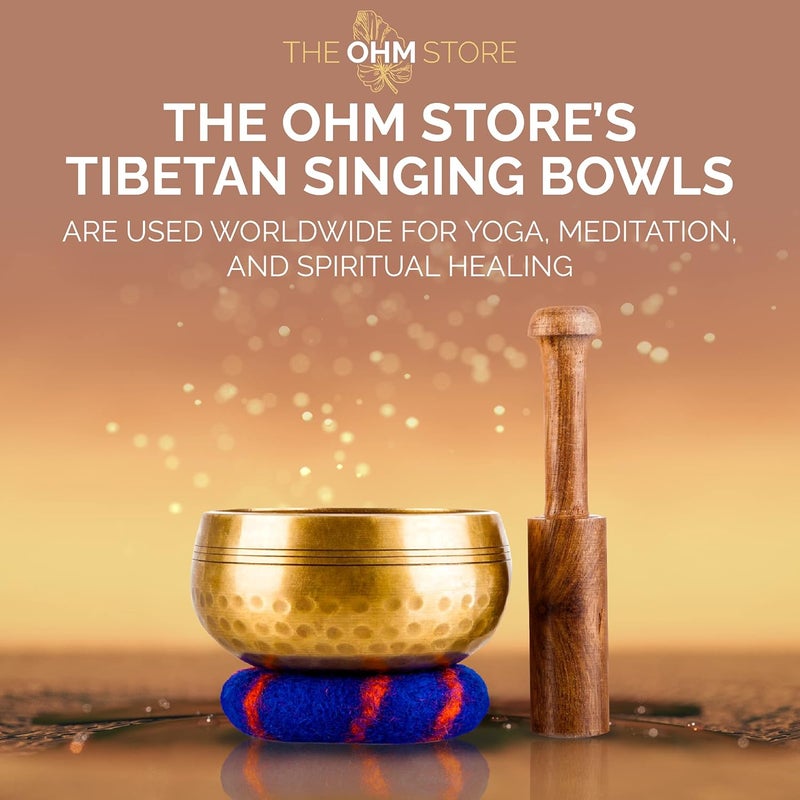 Ohm Handcrafted Tibetan Singing Bowl Gift Set – 3.5” Sound Bowl for Meditation, Sound Healing & Yoga – Mindfullness Christmas Gift – Authentic Hand-Hammered in Nepal - The Store - Image 4